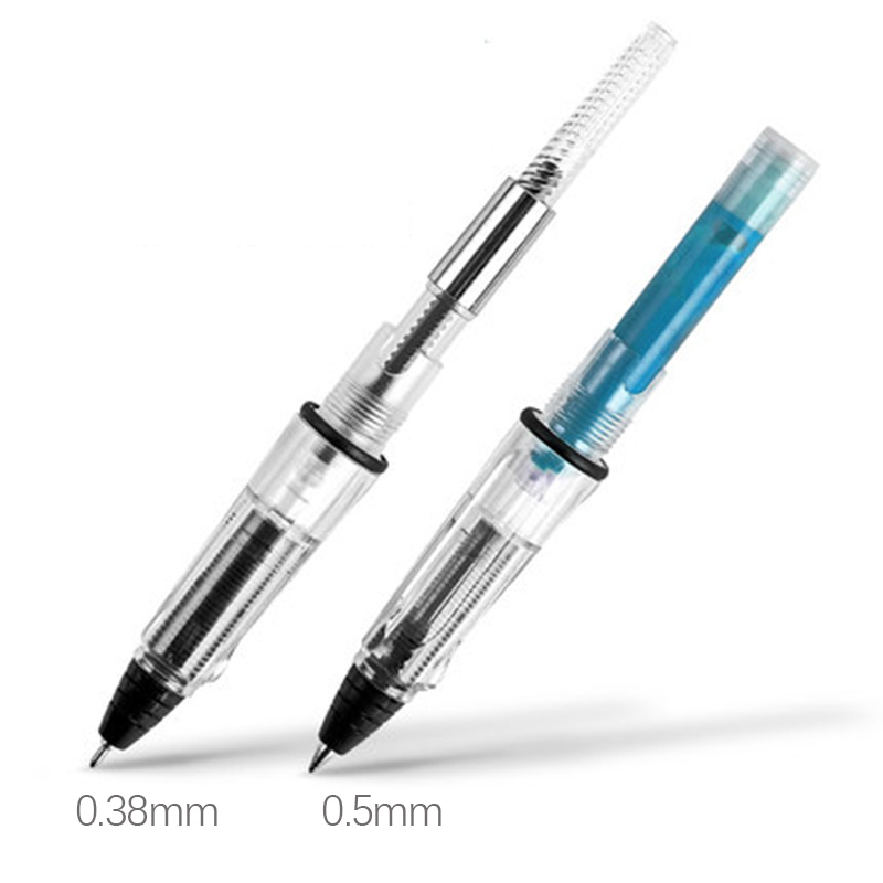 2pc/lot 0.38/0.5mm Transparent Gel Pen Multifunction Fountain Pen-type Can Absorb Ink and Ink Sac Pens for Office School Writing