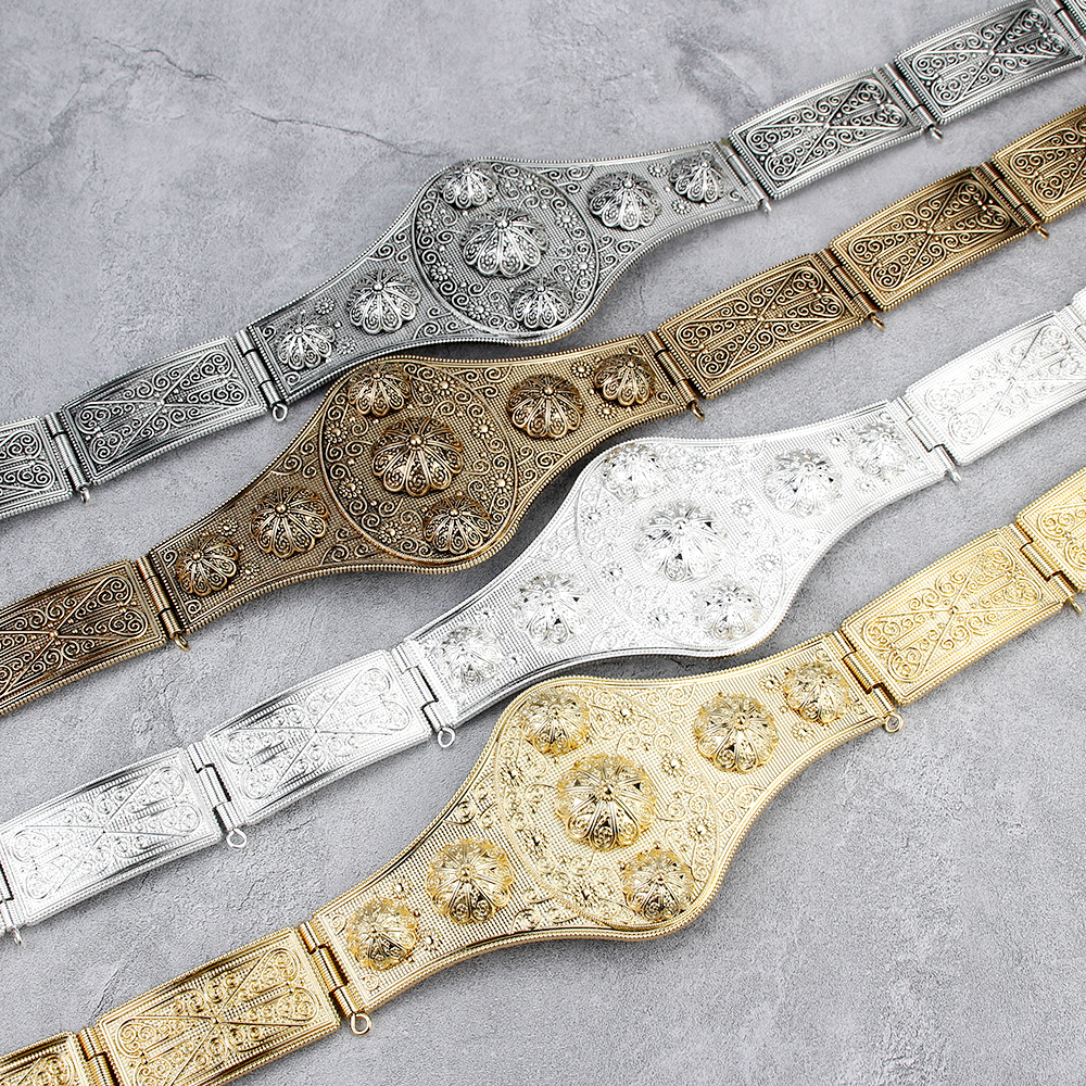 Sunspicems Luxury Caucasus Belt for Women Metal Waistband Jewelry Adjustable Length Wedding Dress Caftan Waist Belt Chain Gift
