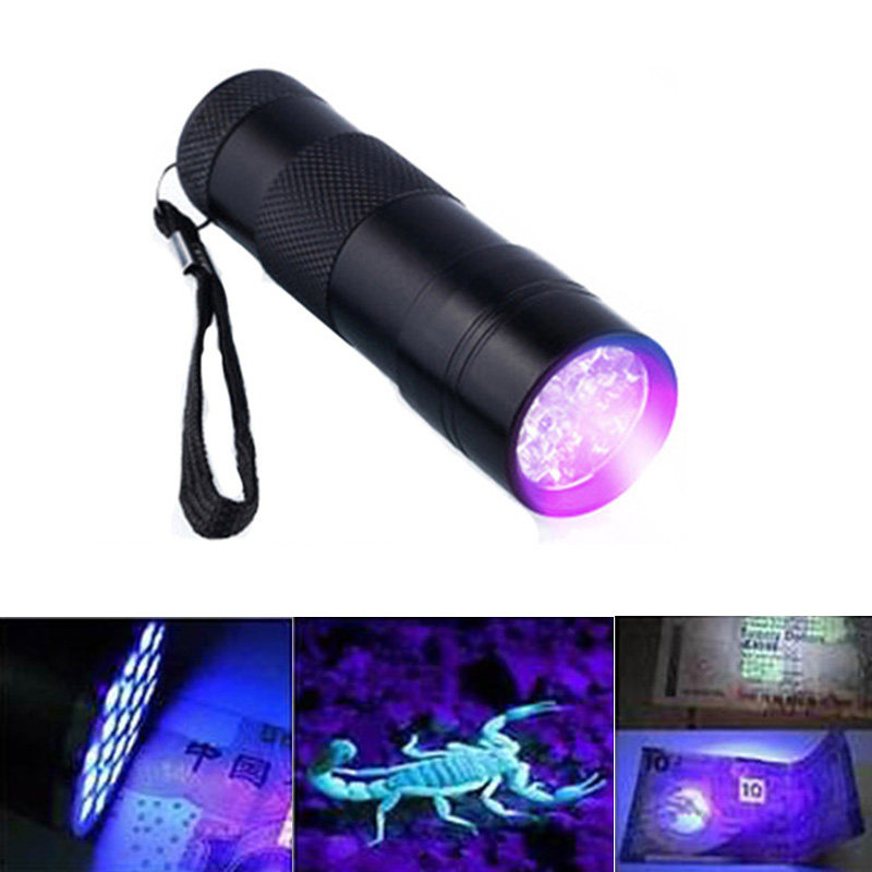 Portable Mini LED Ultraviolet Flashlight 395nm Purple Violet LED Torch Flash Light Invisible Ink Marker Detection UV Lamp 3AAA