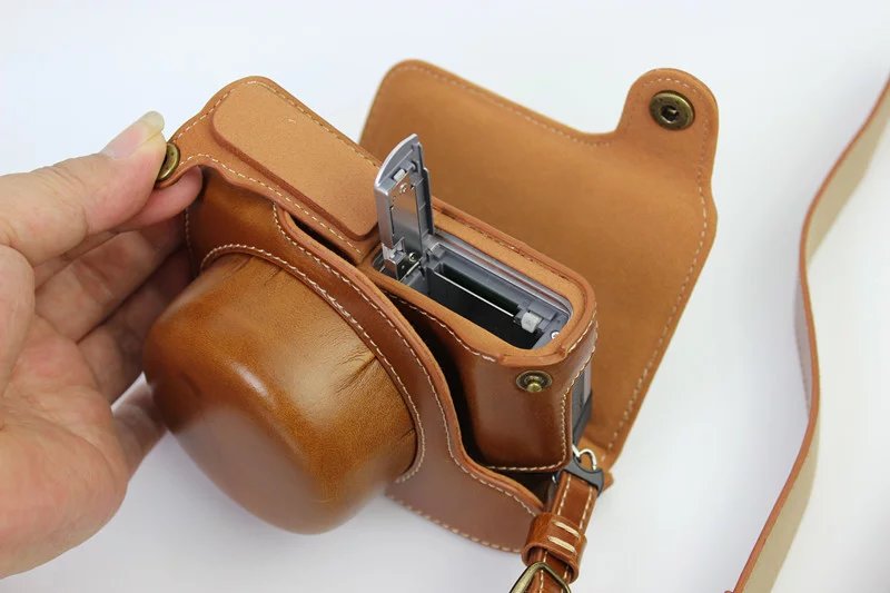 Luxury Pu Leather Camera Case For Panasonic Lumix GF7 GF8 GF9 GF10 12-32mm Camera Bag Cover Body With Strap Open Battery Design