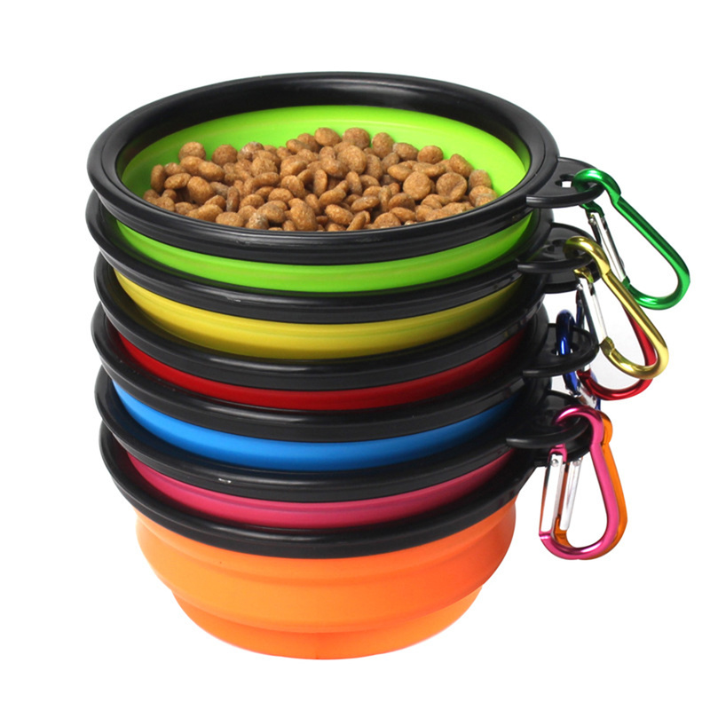 Candy Color Foldable Silicone Dog Bowls Outdoor Travel Portable Puppy Dog Food Container Feeder Dish Pet Supplies Dog Products