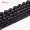 4,6,8,10mm Natural Lava Rock Round Black Loose Beads Natural Stone Beads For DIY Necklace Bracelat Jewelry Making Strand 15"