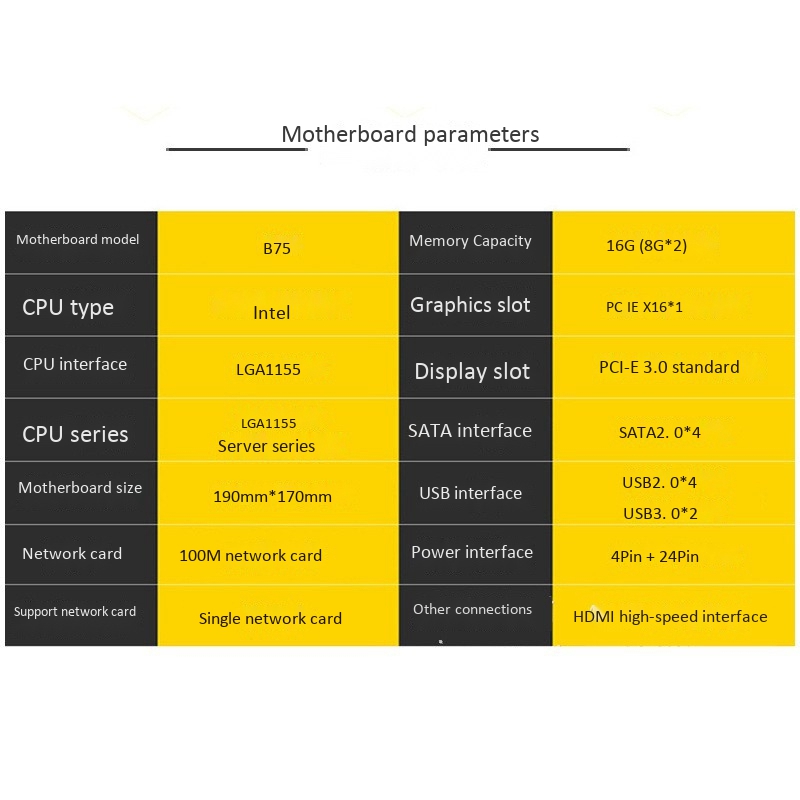 B75 Motherboard LGA1155 DDR3 Supports 2X8G Memory SATA2.0 USB3.0 HDMI High-Speed Interface for LGA1155 Server Series