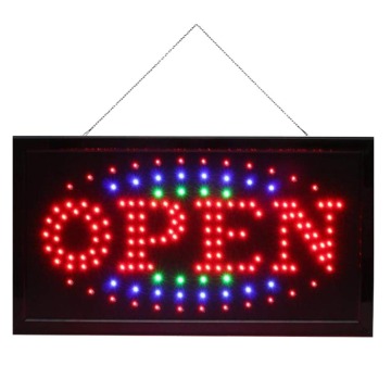 Hanging LED Open Sign High Visibility Advertising Board Flashing Electric Display Sign For Window Shop With US Plug (Black)