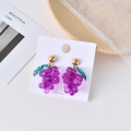 Korean Simple Small Fresh Transparent Acrylic Beaded Grape Dangle Earrings Personality Fashion Women Girl Jewelry Accessories