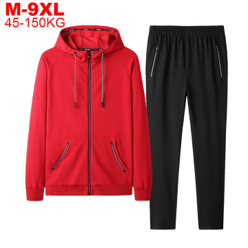 Winter Thick Men Sports Suit Big Size 9xl Sweat Tracksuit Hooded Sportswear Zipper Jackets Pants Casual Hoodie Sweatpants Sets