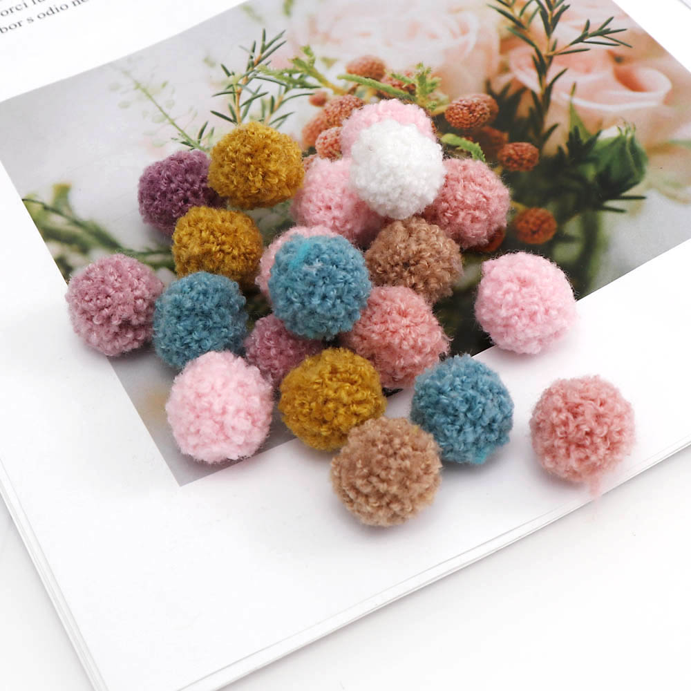 50PCS Korean Screen Lace Balls Pom Pom Plush Balls15mm/20mm MINI Fringe Knitted Fabric Handmade DIY Craft Headwear Wedding Deco