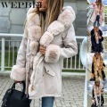 WEPBEL Autumn Winter Women Fashion Thick Wool Coat Female Warm Woolen Trench Coats Faux Fur Collar Woman Ladies Jacket