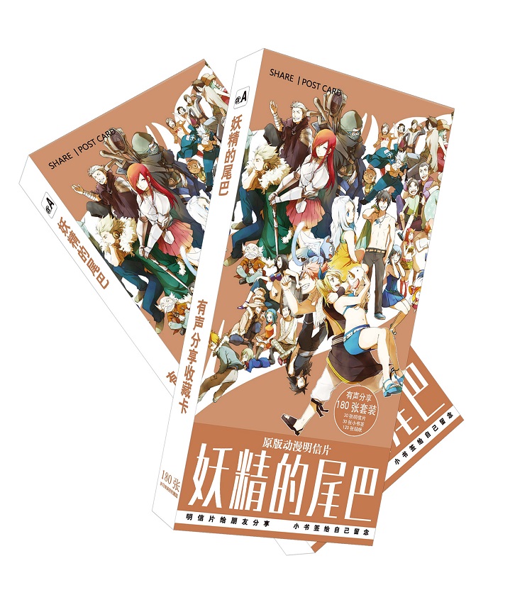 180Pcs/Set Anime Fairy Tail Paper Postcard/Greeting Card/Message Card/Christmas and New Year gifts