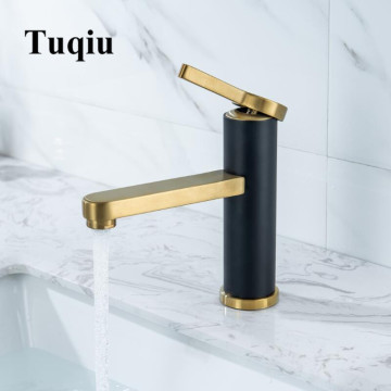 Bathroom Faucet Black and Gold Bathroom Basin Faucet Cold And Hot Water Mixer Sink Tap Single Handle Deck Mounted Black Tap