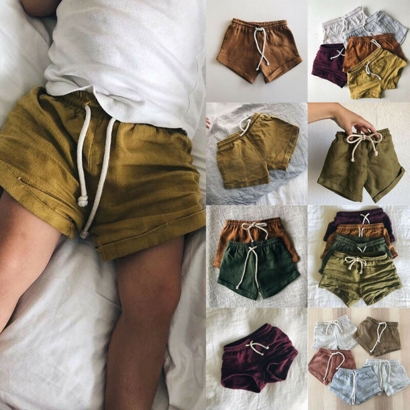 Toddler Kids Cotton & Line Harem Shorts Pants Newborn Baby Boys Girls Casual Trousers Leggings for Age 0-3T