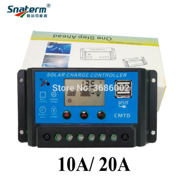 24V 12V 10A/20A Auto Solar Panel Battery Charge Controller PWM LCD Display Solar Collector Regulator with Dual 5V USB Output