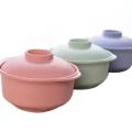 3 Color Wheat Stalks with Cover Rice Bowl Soup Bowl Chinese Creative Home Utensils Students Insulation Anti-hot Noodles Bowl