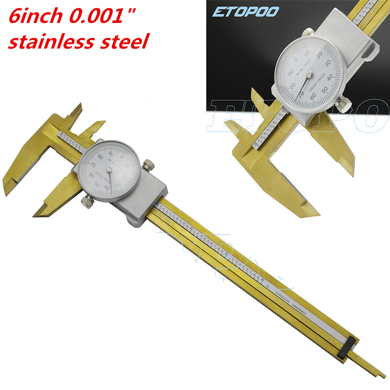 Inch Gauge Measuring Tool Dial Caliper 0-6" 0.001" Shock-proof Stainless Steel Precision Vernier Caliper