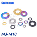 1Pcs Craftsman M5 M6 M8 M10 Titanium Flat Washer DIN912 Titanium Spacer for Bicycle Motorcycle Parts