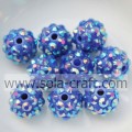 Online Sale Resin Rhinestone Beads Solid With Blue AB Shinning Beads 10*12MM
