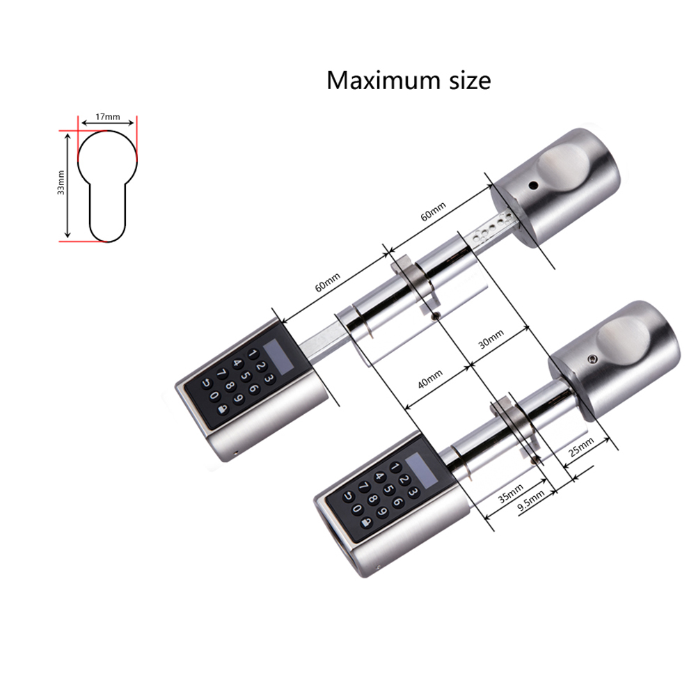 L6PCB Electronic Door Lock App Combination safety lock keypad Cylinder Lock for Airbnb Apartment -EU Model