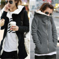 ZANZEA 4XL Winter Coats 2020 Autumn Women Long Hoodies Sweatshirts Casual Thick Fleece Zipper Outerwear Hooded Jacket Plus Size