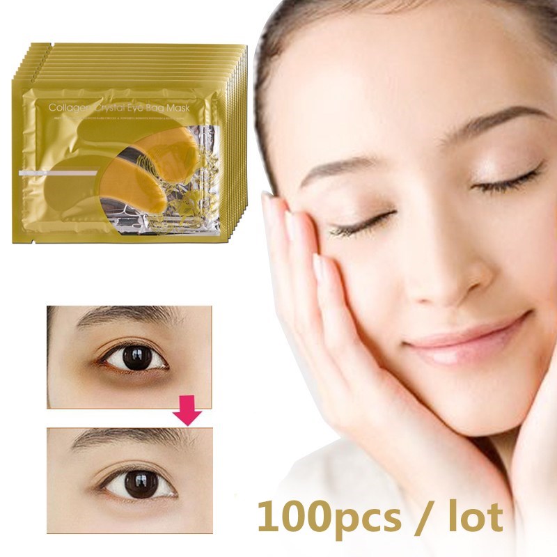Beauty Gold Crystal Collagen Eye Mask Eye Patch For Eyes Mask Acne Korean Collagen Mask Skin Care 100Pcs=50Pairs
