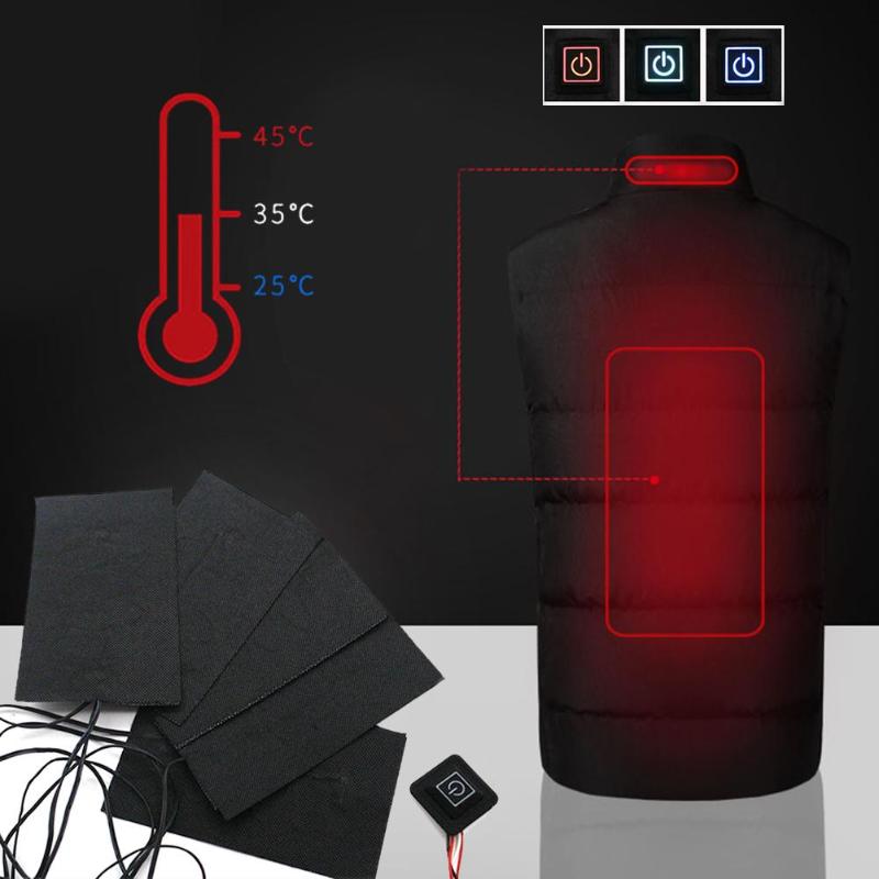 USB Charged Clothes Heating Pads Carbon Fiber Electric Adjustable Temperature Warmer Thermal Clothing Waist Belt Heating Plate