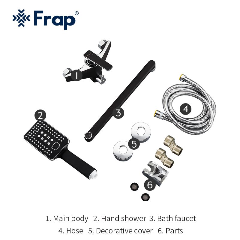 Frap Black Shower Faucets Bathtub Faucet Single Holder Long Nose Bathroom Faucet Bath Mixer Tap F2257