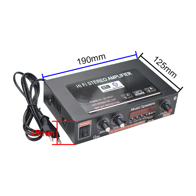 GHXAMP 15W*2 Bluetooth 4.2 Digital Power Amplifier 2 Way Car Home Audio Amplifier 4-16 Ohm Speaker TF Card FM Radio DC12V DIY