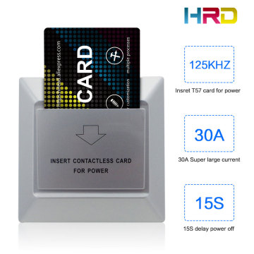 HiRead Silver Wall Access Control the Switches 30A 220V 125KHz Low Frequency Energy Saving card Switch for Hotels