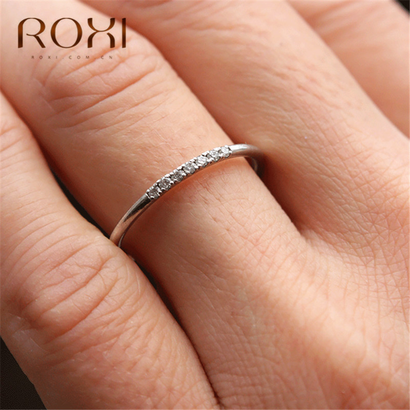 ROXI Micro Pave Zircon Crstal Rings for Women Classical Wedding Band Dainty Engagement Ring for Kids Fashion Roxi Jewellery Anel