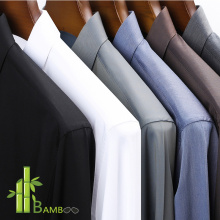 BAMBOO FIBER Long Sleeve Shirt Men's Breathable Casual Men Shirts Slim Fit Solid Color Formal Wear For Business 4XL White Black