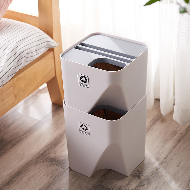 Kitchen trash can recycling bin stacked sorting trash can household dry and wet separation trash can bathroom WF8281035
