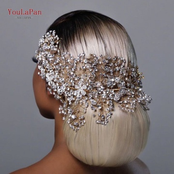 YouLaPan HP240 Silver Diamonds Bridal Crown Wedding Hair Accessories Bridal Headwear Rhinestone Headband for Women Headpiece