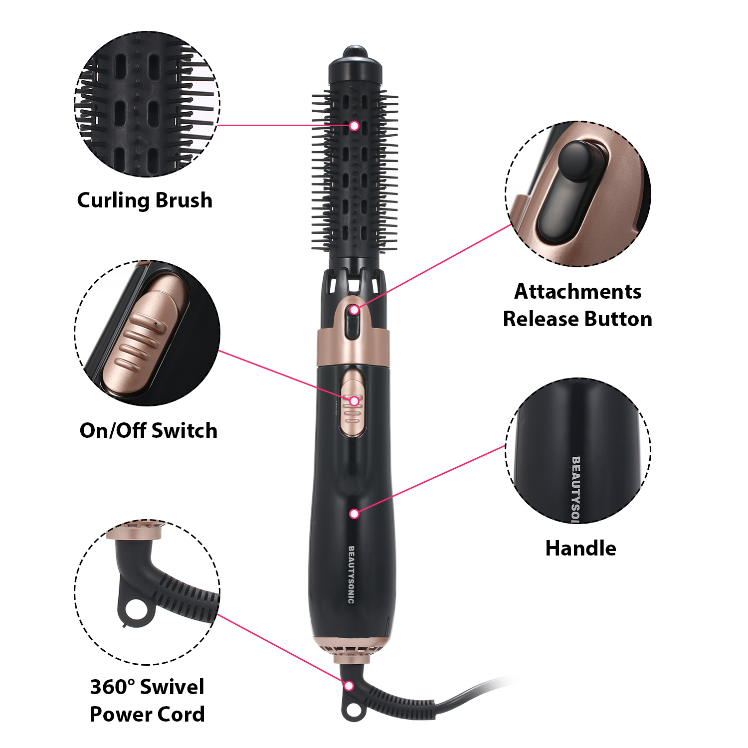 4 in 1 Hair Dryer Brush Electric Hair Straightener Curler Brush Negative Ion Hot Air Comb Hair Styler Tools For Women And Men