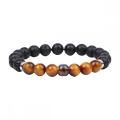 Natural Stone 8MM Black Lava Stone With Gemstone Round Beads and Mood Beads Stretch Bracelet 7.5" Long