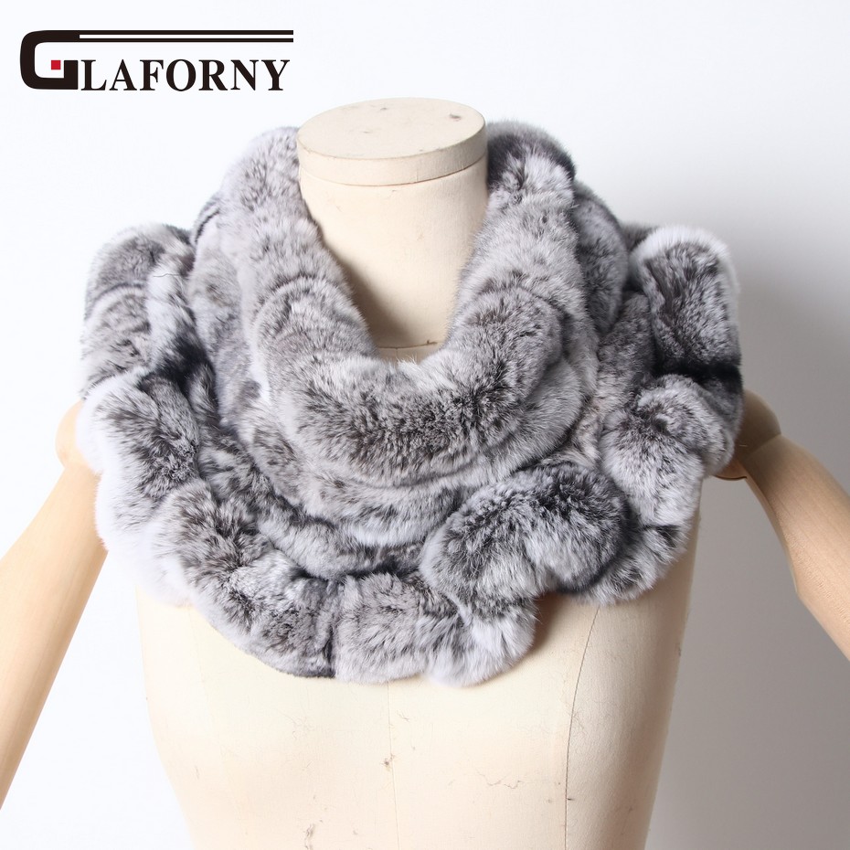 ZDFURS* 2018 New Women Rex Rabbit Fur Scarves Rings Winter Warm Fur Scarf Wraps Snood High Quality Natural Fur Solid Fashion