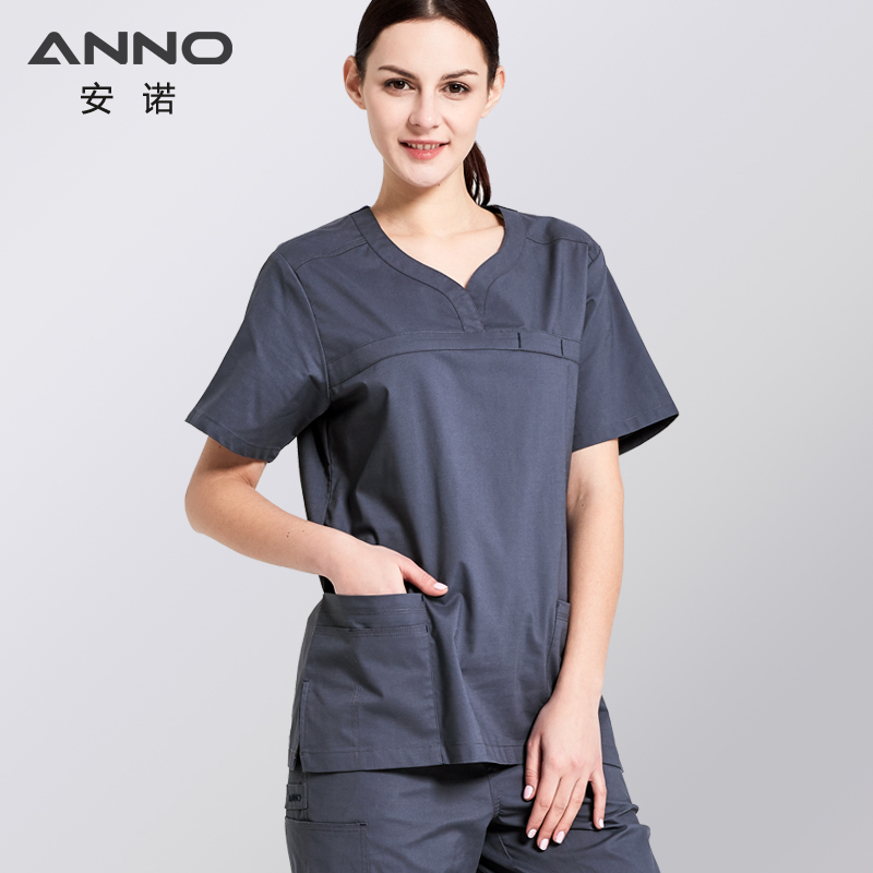 ANNO Nursing Uniforms Elastic Spandex Clinics Suit Female Male Scrubs Hospital Clothing Breathable Cloth Heathy Beauty Wear