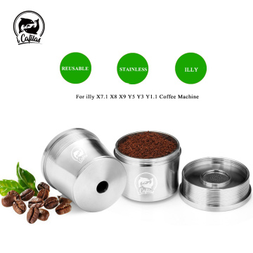 ICafilas for illy Coffee Machine Refillable Filters Stainless Steel Reusable Metal Capsule & Tamper Spoon