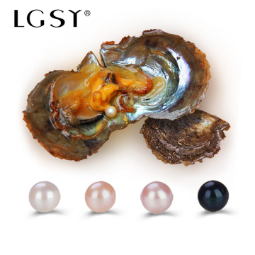 LGSY 100% Natural 7-8mm Round Pearl Fashion Jewellery Black White Pink Purple Saltwater Beads Saltwater Bead Oysters Pearl WP366