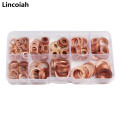 200Pcs Copper Washer Gasket Nut and Bolt Set Flat Ring Seal Assortment Kit With Box M5/M6/M8/M10/M12/M14 for Sump Plugs Water