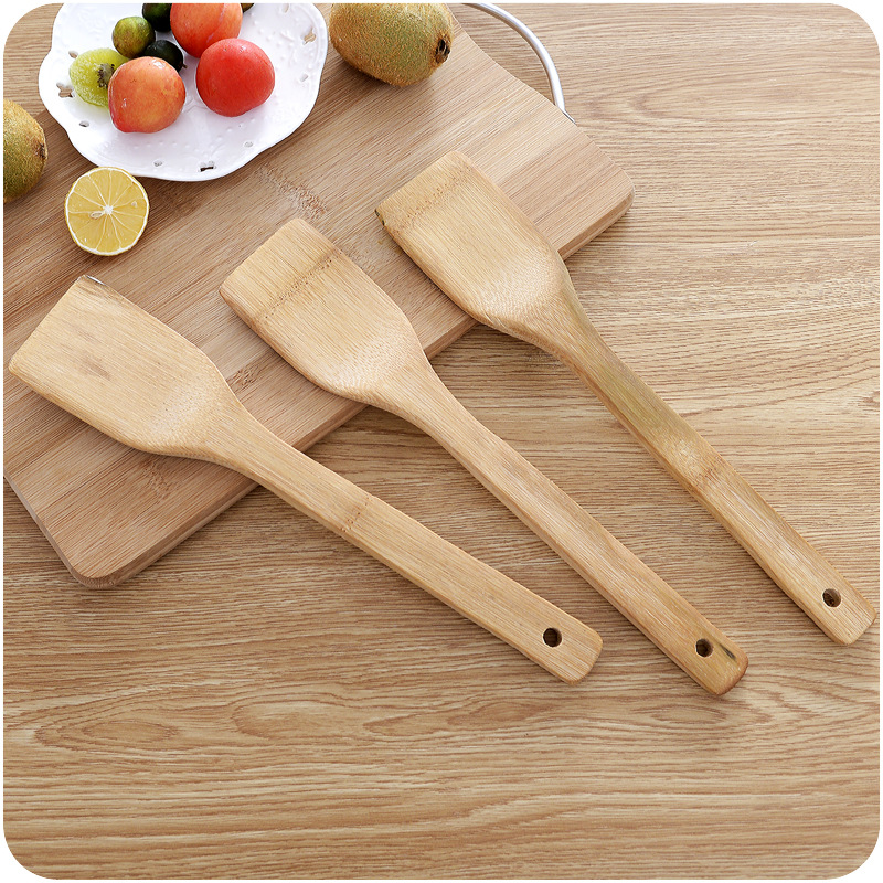 1 Pcs Bamboo Wooden Kitchen Tools Utensils Cooking Non-Stick Spatula Spoon New Wave Mini Wood Spoon Flatware Kitchen Tool