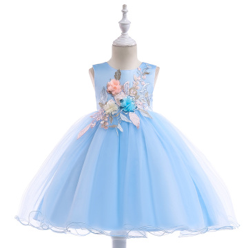 2021 Kids Girl Lace Birthday Party Dresses Elegant Appliques Flower Girl Princess Dress Summer Girl Dress 3 10 Years