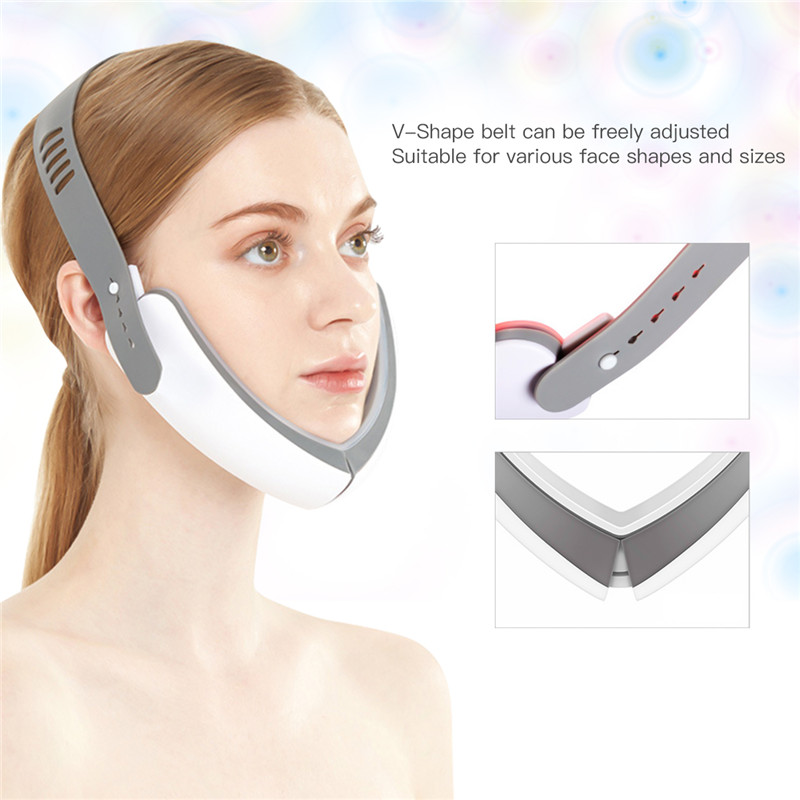 Chin V-Line Up Lift Belt Machine Red Blue LED Photon Therapy Facial Lifting Device Face Slimming Vibration Massager V-Face Care