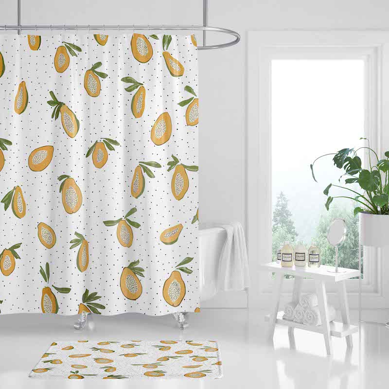 DUNXDECO Shower Curtain Bathroom Waterproof Cortinas Modern Fresh Fruit Papaya Print Polyester Fabric Ridea Artistic Decorating