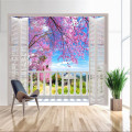 beibehang Wallpaper 3D Stereo Large Murals False windows / romantic cherry spring field sofa bed bedroom flash silver cloth