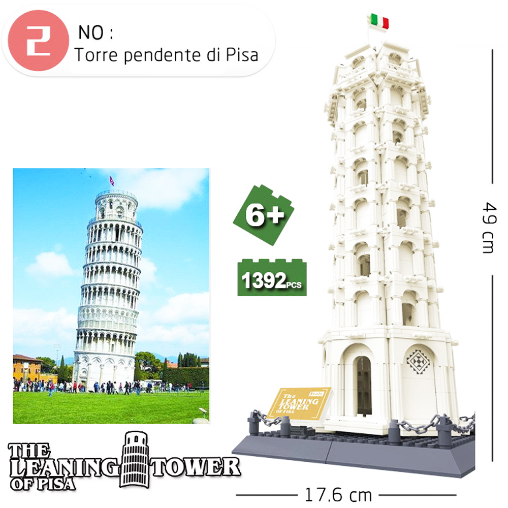 Wange 5214 Pisa Leaning Tower Structure Building Blocks Kids Educational Gift Toys For Children