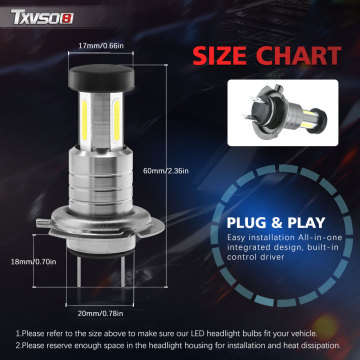 TXVSO8 Car H7 LED Headlight Bulbs 2Pcs M7 Super Bright Car H7 Led Bulb 6000k CANBUS Auto Bulb 110W 26000LM Automobiles Headlight