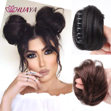 HUAYA Synthetic Clip-on Hair Bun Elastic Band Hair Messy Chignon Extension Scrunchie Hairpiece For Women and Kids