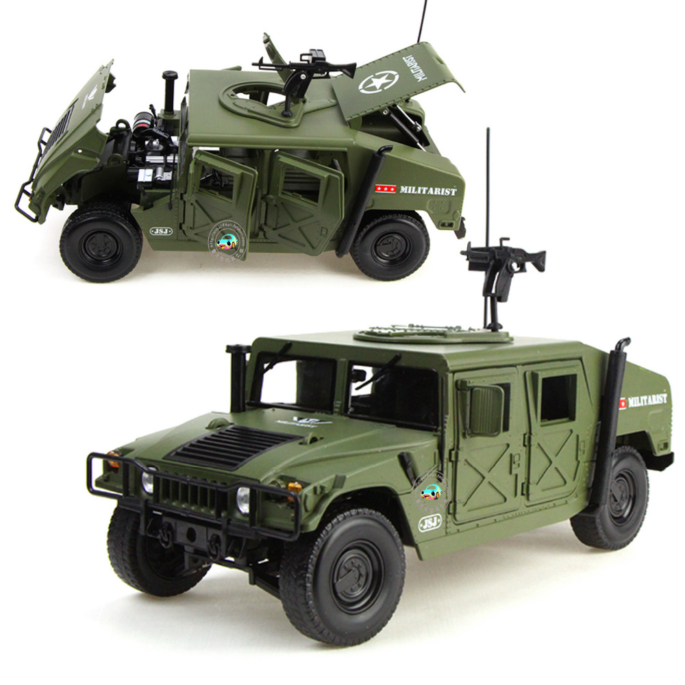 Alloy Diecast big Hummer Tactical Vehicle 1:18 Military Armored Car Model with 5 Door Opened Hobby collectible Toy For Kids gift