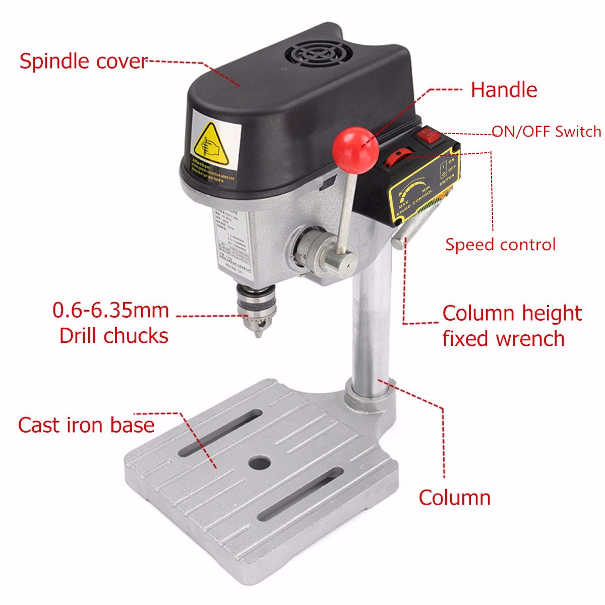 Drill Press Mini Drilling Machine 240W for Bench Machine Table Bit Drilling Chuck 0.6-6.5mm Wood Metal Electrical Tools