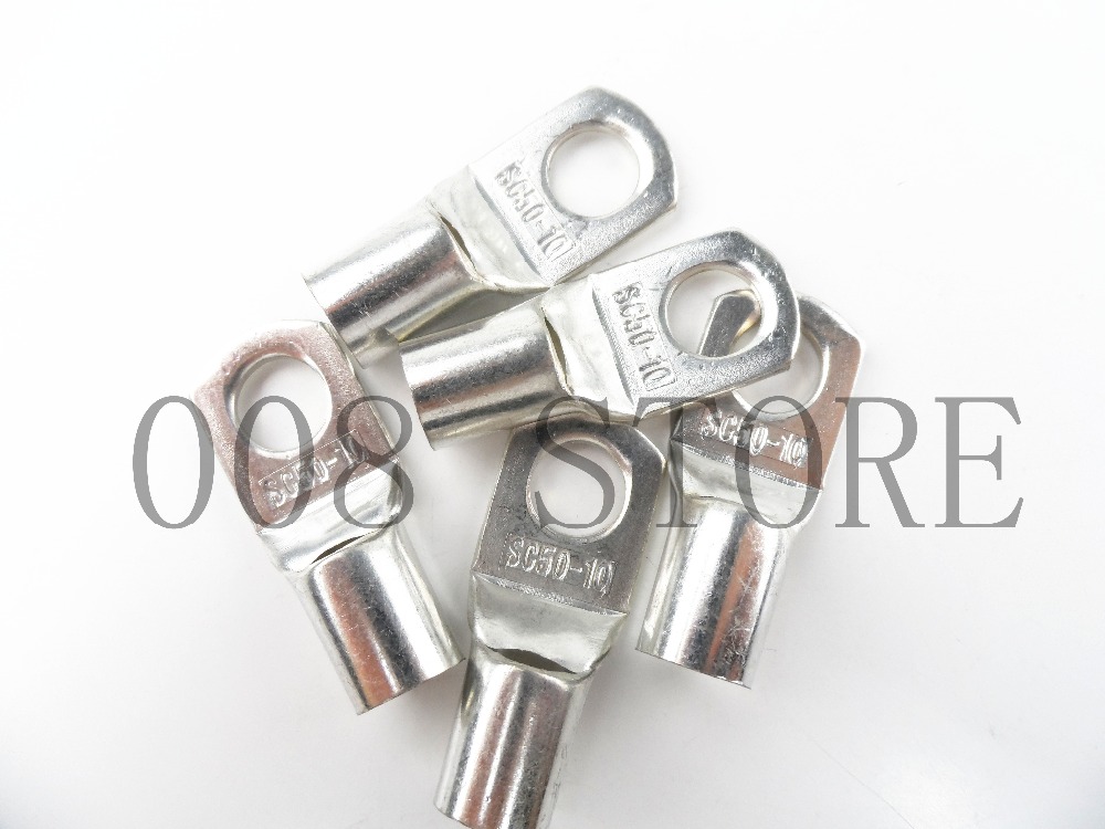 5PCS 20PCS Tinned Copper Lug Terminals Compression Connector Type 50mm 1/0 AWG M10 Stud SC50-10