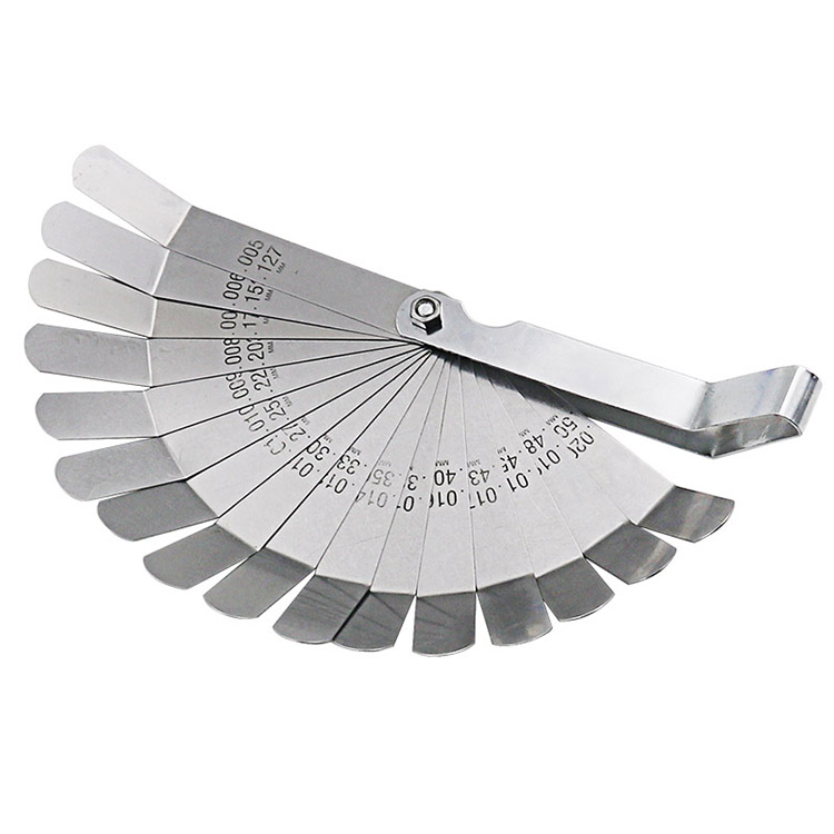 16 Blades Feeler Gauge Metric 0.127-0.508mm Stainless Steel Gap Filler Gauge Measurement Tool for Engine Valve Adjustment